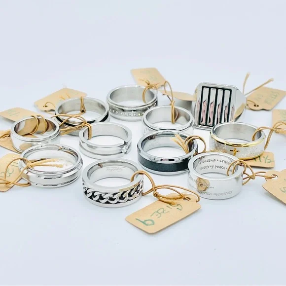 STAINLESS STEEL RING BUNDLE/LOT - Picture 2 of 11
